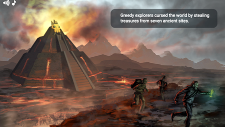 Curse Reverse screenshot showing greedy explorers stealing ancient treasures.